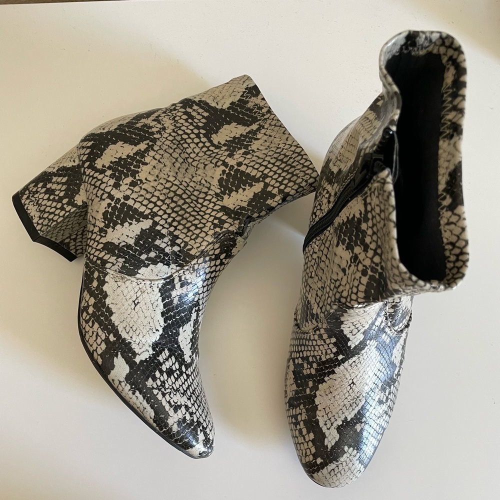 snake print booties